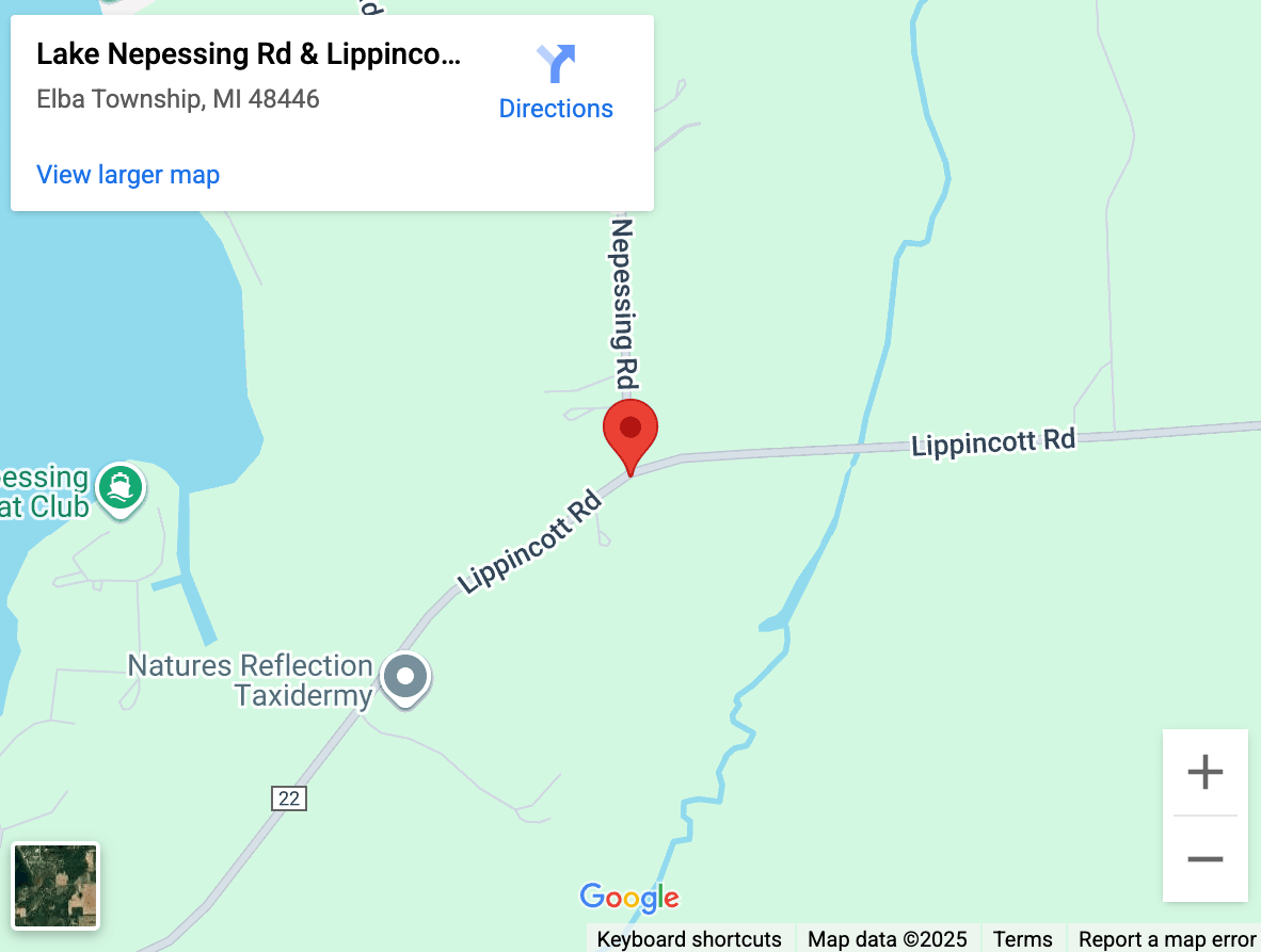 Map view of the site of the crash